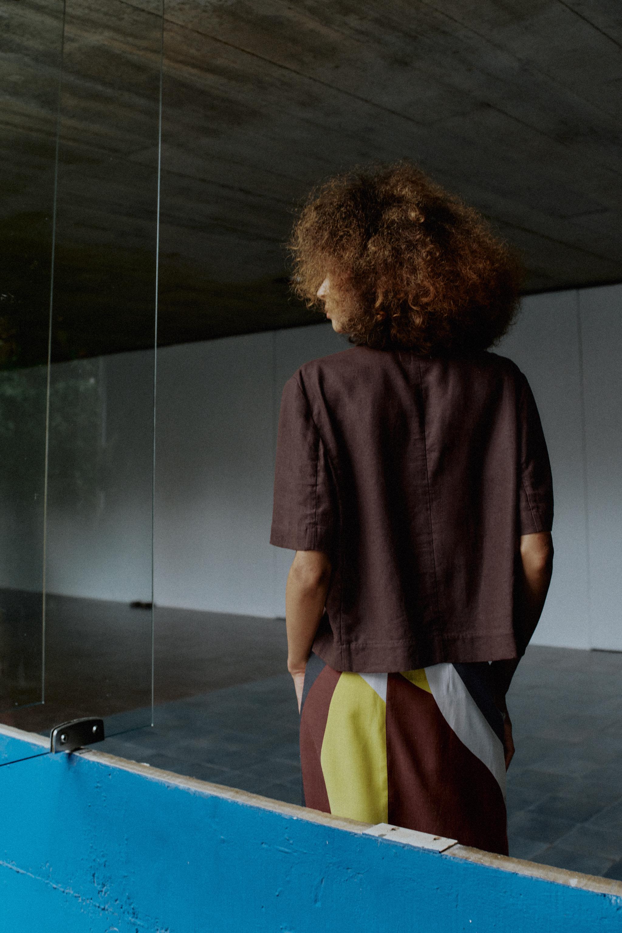 VESTE MANCHES COURTES AVEC LIN